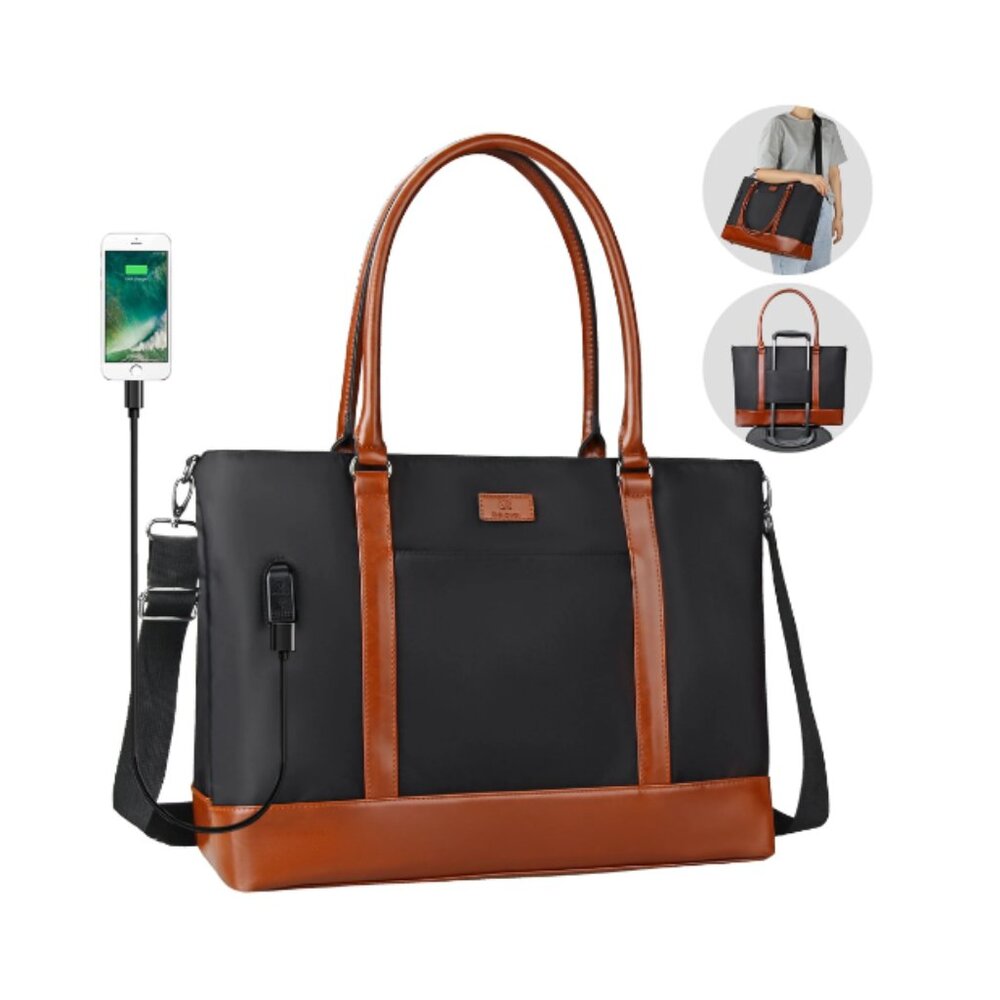 Laptop Tote Bag Large Women Work Bag Purse USB Teacher Bag Fits 17.3 Inch Laptop